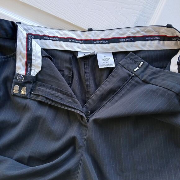 Worthington Modern Fit Pinstripe Slacks size 16 black straight leg real pockets - Picture 6 of 16